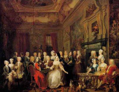 The Assembly at Wanstead House. Earl Tylney and family in foreground, William Hogarth